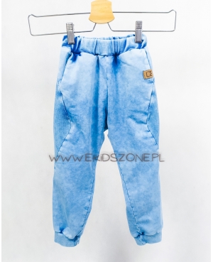 Spodnie dla chłopca MIMI dekatyzowane niebieskie (wstawka prążek)