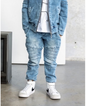 Spodnie jeansowe MashMnie z przeszyciami niebieskie