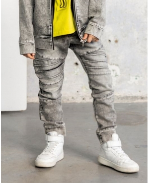 Spodnie jeansowe MashMnie z przeszyciami grafitowe